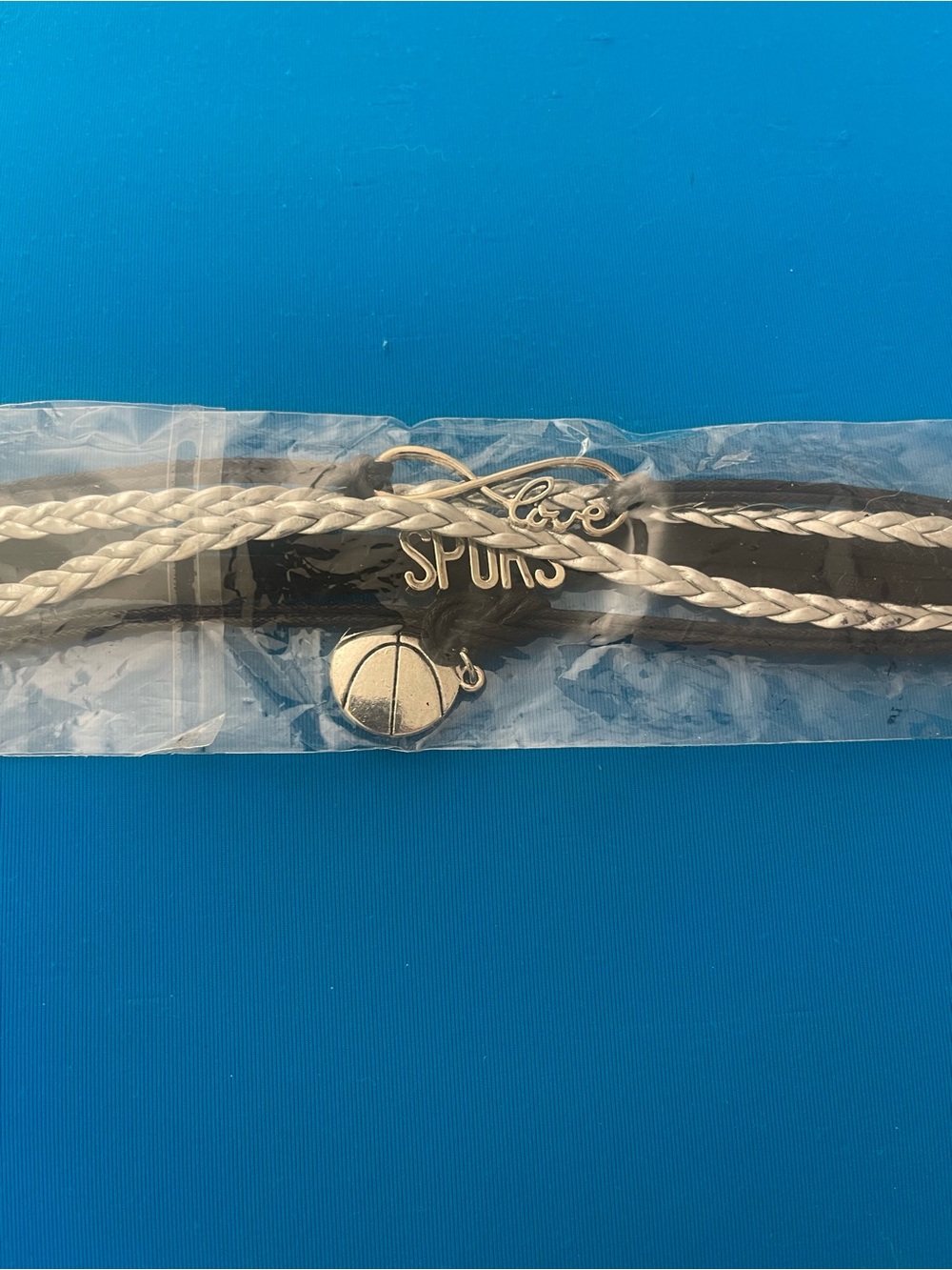 Silver 'Love' & 'Spurs' Basketball Charm Bracelet - Silver